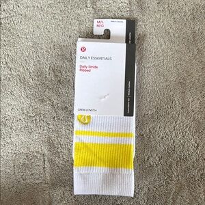 lululemon athletica Daily Essentials Ribbed Crew Socks - White and Yellow